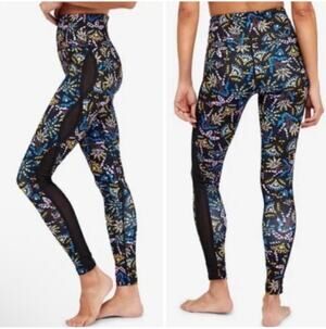 Free People Movement Leggings Womens Small Black Multi Liza Illusion Athletic